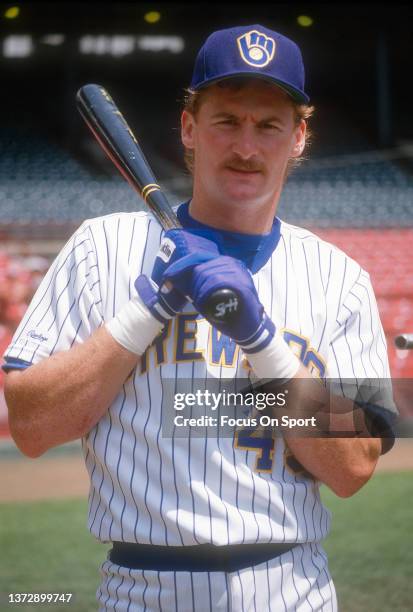 Rob Deer of the Milwaukee Brewers poses for this portrait prior to the start of a Major League Baseball game circa 1988 at Milwaukee County Stadium...