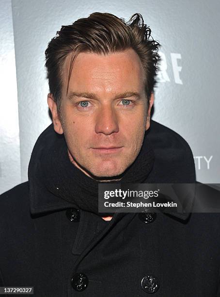 Actor Ewan McGregor attends the Cinema Society & Blackberry Bold screening of "Haywire" at Landmark Sunshine Cinema on January 18, 2012 in New York...