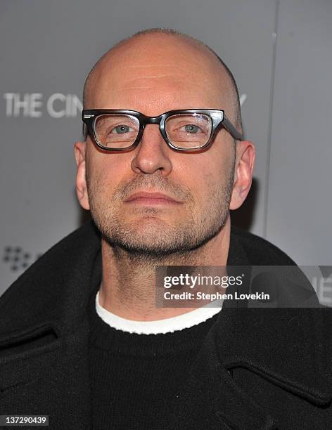 Director Steven Soderbergh attends the Cinema Society & Blackberry Bold screening of "Haywire" at Landmark Sunshine Cinema on January 18, 2012 in New...