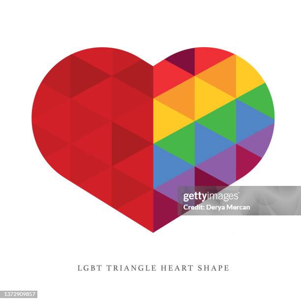 triangles heart shape vector illustration. lgbt concept heart shape vector - lgbtqi people stock illustrations