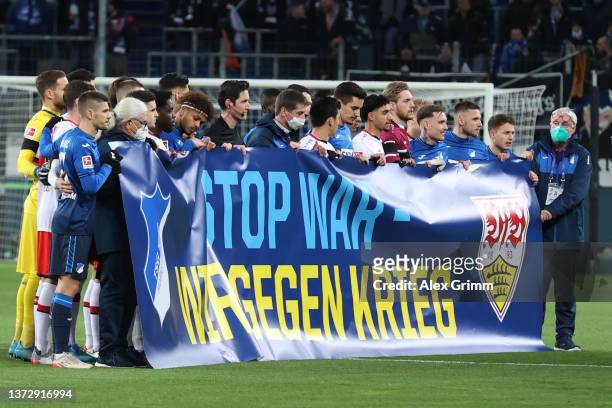 Sign is shown after German football league announced that all Bundesliga and second division clubs would have a minute of silence to indicate peace...