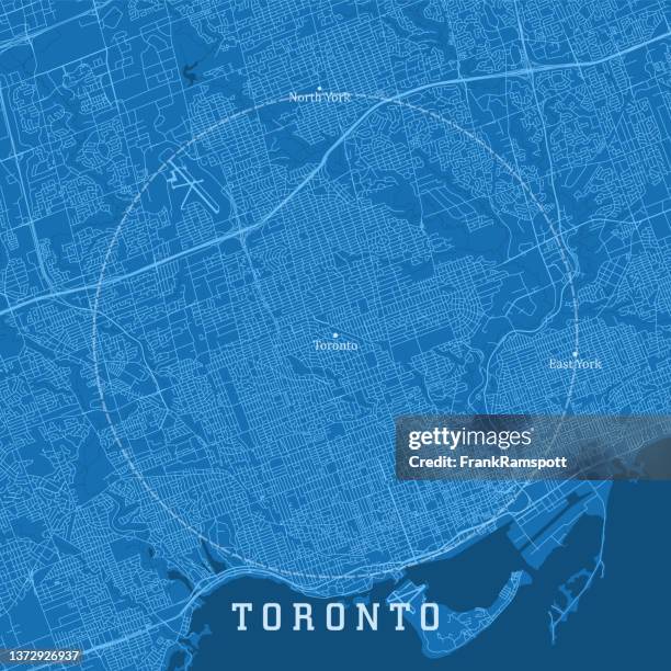 toronto on city vector road map blue text - lake ontario stock illustrations