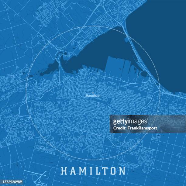 ilustraciones, imágenes clip art, dibujos animados e iconos de stock de hamilton on city vector road map texto azul - grandes lagos