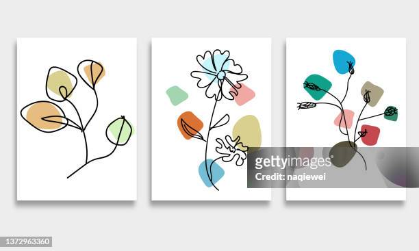 vektor handzeichnung graffiti abstrakte florale pflanzenelemente handgefertigte muster farben banner hintergrund kollektion - poppy plant stock-grafiken, -clipart, -cartoons und -symbole