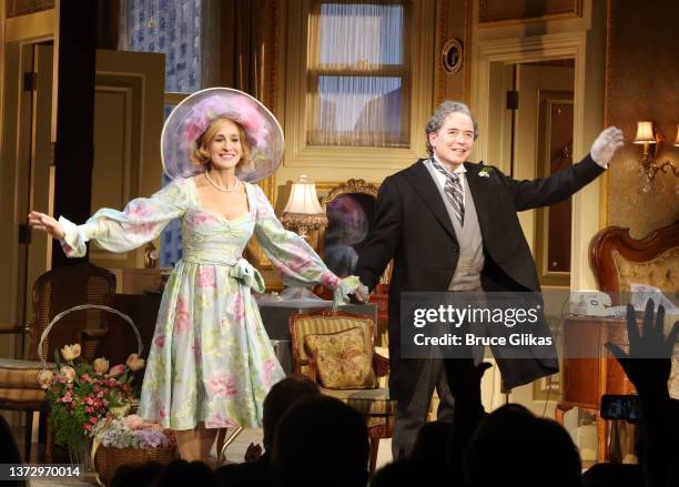 Sarah Jessica Parker as "Nora Hubley" and Matthew Broderick as "Roy Hubley" take their first curtain call for Neil Simon's "Plaza Suite" on Broadway...