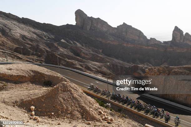 General view of the peloton competing at final climb Jebel Hafeet during the 4th UAE Tour 2022 - Stage 7 a 148km stage from Al Jahili Fort to Jebel...