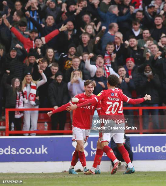 James Garner of Nottingham Forest celebrates after scoring his sides second goal during the Sky Bet Championship match between Nottingham Forest and...