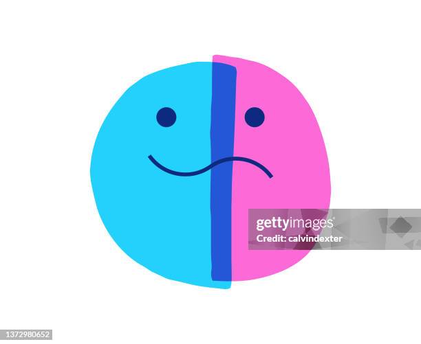 mental health emoticons happiness sadness - bipolar disorder stock illustrations