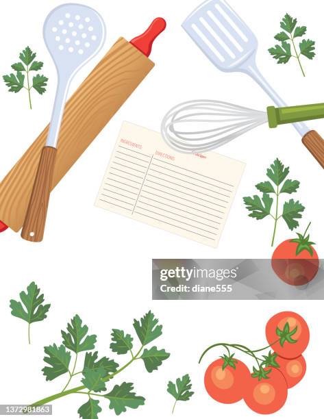 foods and cooking background with copy space on a transparent background - tomato overhead stock illustrations