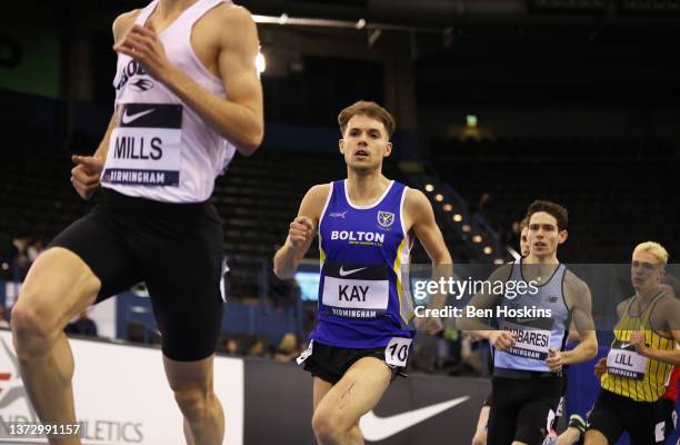 Jonothan Kay of Bolton competes during the Men's 1500 Metres Heat 1 during day one of the UK Athletics Indoor Championships at Utilita Arena...