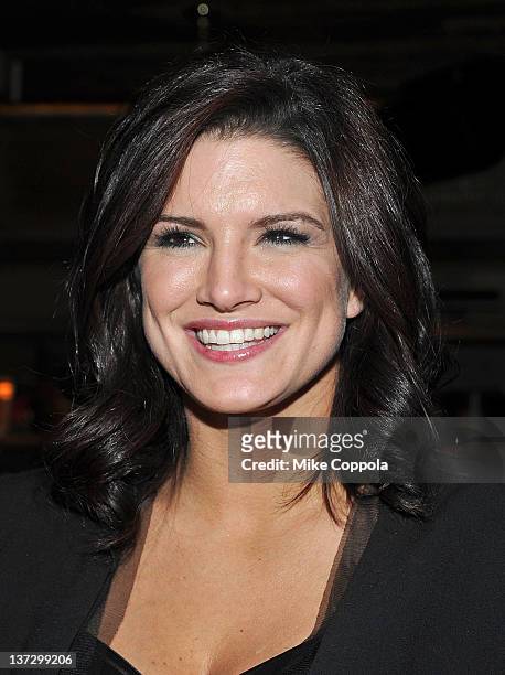 Actress Gina Carano attends the Cinema Society & Blackberry Bold screening after party for "Haywire" at Sons of Essex on January 18, 2012 in New York...