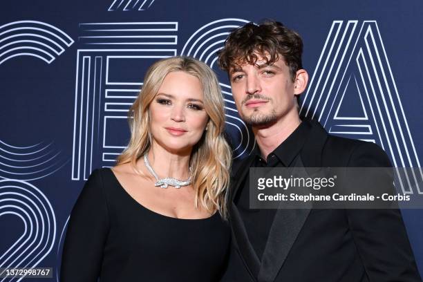 Virginie Efira and Niels Schneider arrive at the 47th Cesar Film Awards Ceremony At L'Olympia on February 25, 2022 in Paris, France.