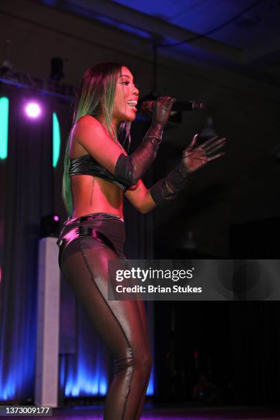 Sevyn Streeter performs live onstage at Fan Fest Day 2 during the 2022 CIAA Basketball Tournament Day 5 at Baltimore Convention Center on February...