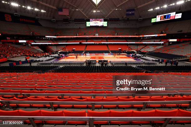 General view prior to a game between the Syracuse Orange and the Duke Blue Devils at the Carrier Dome on February 26, 2022 in Syracuse, New York.