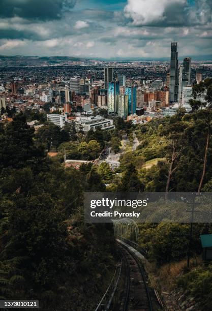 looking down on bogota city center. - bogota stock pictures, royalty-free photos & images