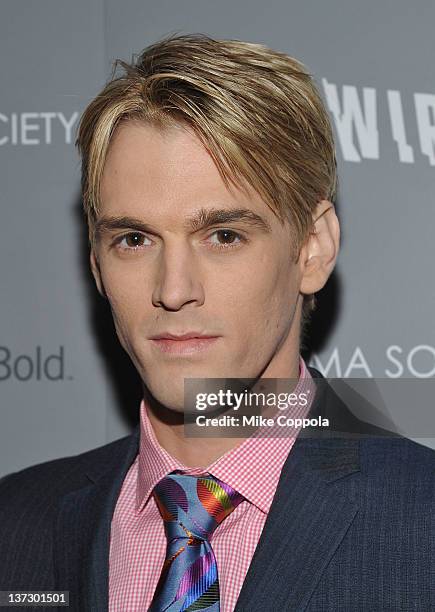 Actor/singer Aaron Carter attends the Cinema Society & Blackberry Bold screening of "Haywire" at Landmark Sunshine Cinema on January 18, 2012 in New...