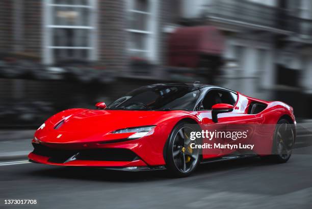 January 29: The Ferrari SF90 Stradale in Mayfair, London. The SF90 Stradale is the first ever Ferrari to feature PHEV architecture which sees the...