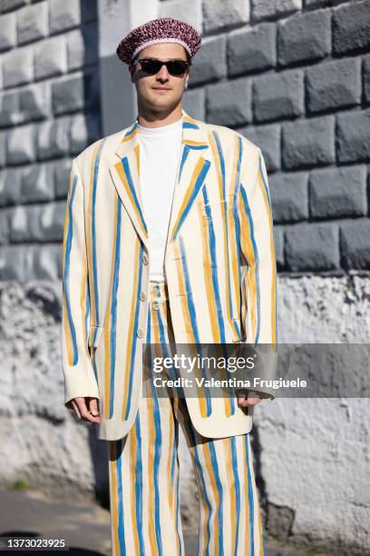 Guido Milani poses ahead of the Marni fashion show during the Milan Fashion Week Fall/Winter 2022/2023 on February 26, 2022 in Milan, Italy.