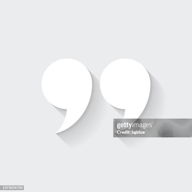 quotation marks symbol. icon with long shadow on blank background - flat design - speech marks stock illustrations