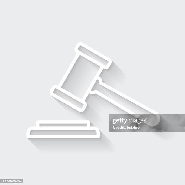 judge gavel. icon with long shadow on blank background - flat design - judge gavel stock illustrations