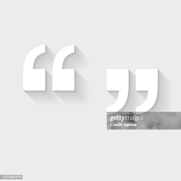 quotation marks. icon with long shadow on blank background - flat design - speech marks stock illustrations