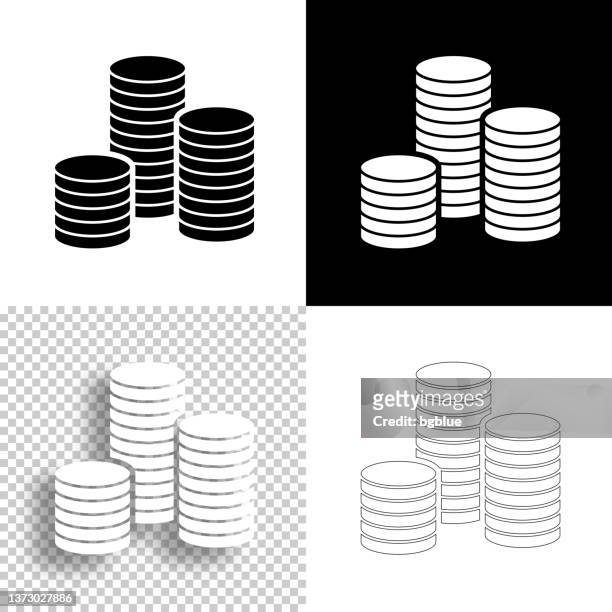 stockillustraties, clipart, cartoons en iconen met stack of coins. icon for design. blank, white and black backgrounds - line icon - muntgeld