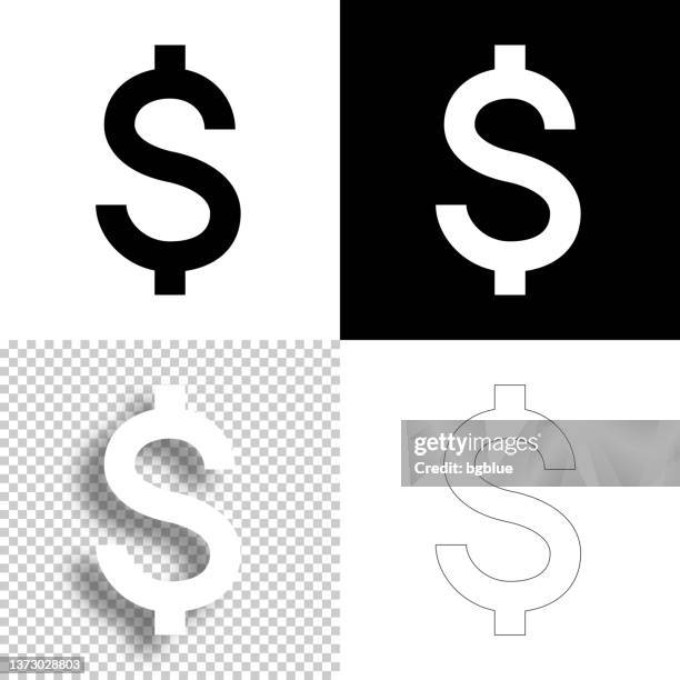 dollarzeichen. icon für design. leere, weiße und schwarze hintergründe - liniensymbol - dollar sign stock-grafiken, -clipart, -cartoons und -symbole