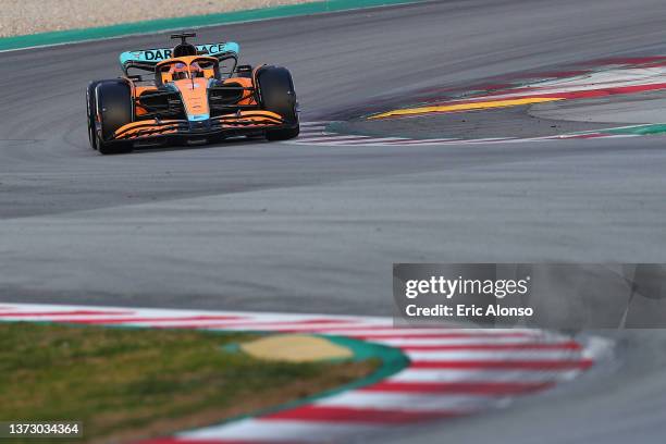 Daniel Ricciardo of Australia driving the McLaren F1 Team MCL36 Mercedes during Day Three of F1 Testing at Circuit de Barcelona-Catalunya on February...