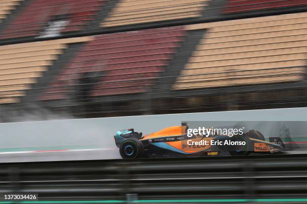 Daniel Ricciardo of Australia driving the McLaren F1 Team MCL36 Mercedes during Day Three of F1 Testing at Circuit de Barcelona-Catalunya on February...