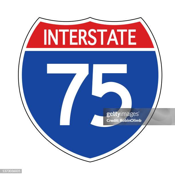 interstate 75 road sign - number 75 stock illustrations