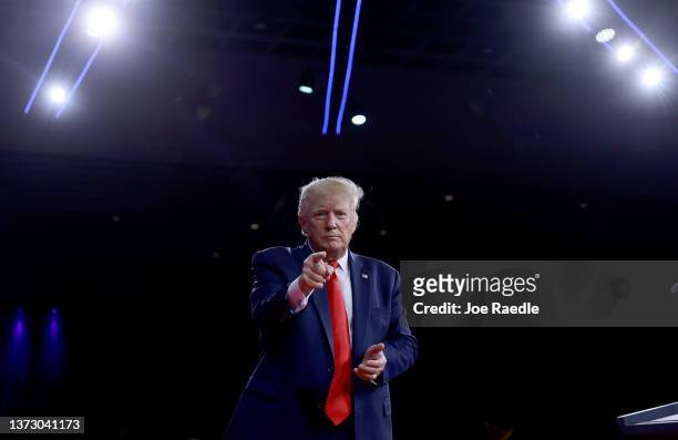 Former U.S. President Donald Trump speaks during the Conservative Political Action Conference at The Rosen Shingle Creek on February 26, 2022 in...