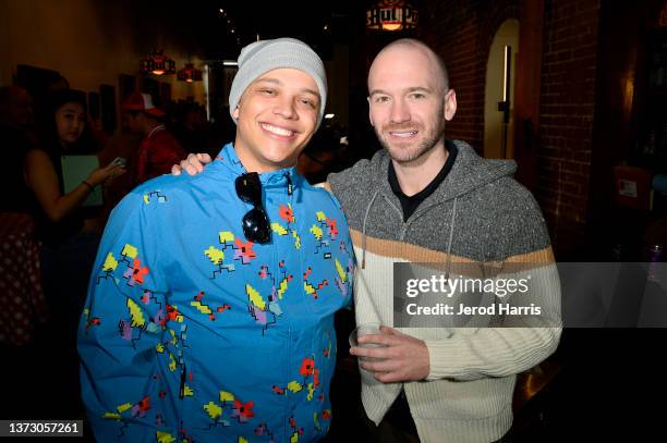 Spicy Cam and Sean Evans attend as Pizza Hut collaborates with Nikko Hurtado for a pop-up Fire & Ink event on February 26, 2022 in Los Angeles,...