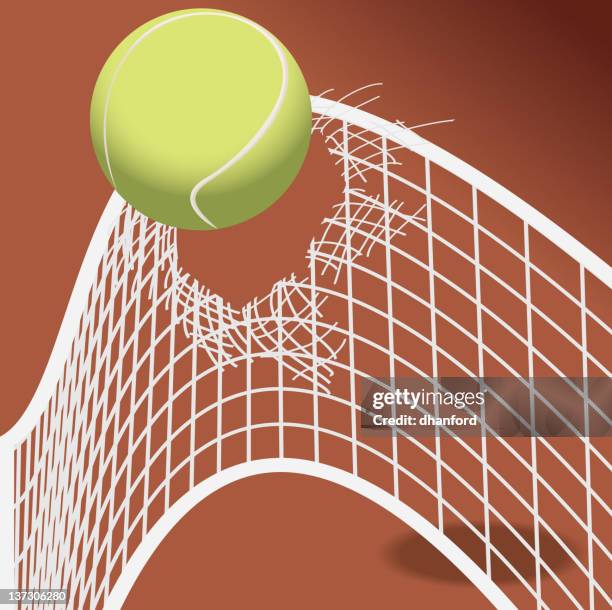 ilustrações de stock, clip art, desenhos animados e ícones de bola de ténis extracção através de rede - rede de ténis