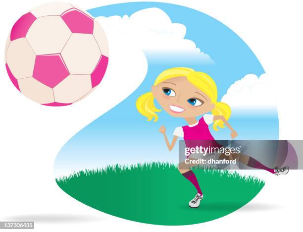 soccer girl - girls playing soccer stock illustrations