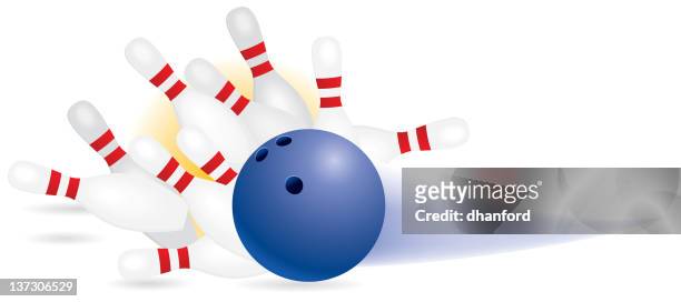 bowling strike! - bowling ball stock illustrations