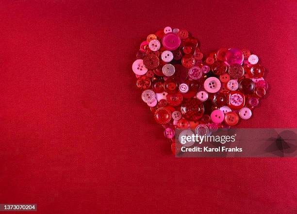 sweet heart of buttons - homemade valentine stock pictures, royalty-free photos & images