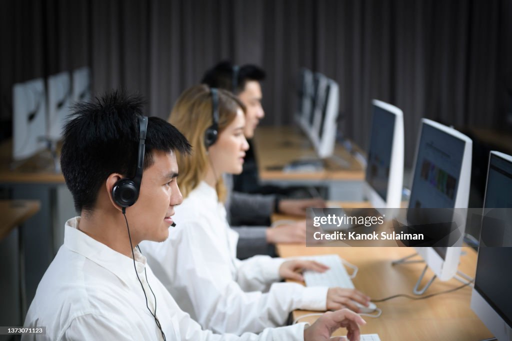 Customer service executive working at office