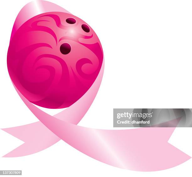 breast cancer awareness bowling ball - bowling ball stock illustrations