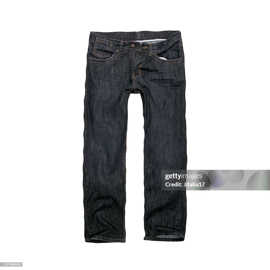 Dark Blue Designer Jeans For Men White Background High-Res Stock Photo ...