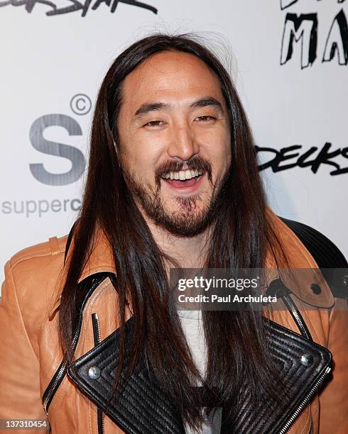 Recording Artist Steve Aoki attends his "Wonderland" record release party and red carpet event at SupperClub Los Angeles on January 18, 2012 in Los...