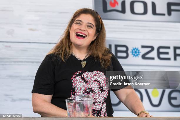 Alex Guarnaschelli performs a cooking demo onstage at the Grand Tasting Village during the 2022 South Beach Wine And Food Festival on February 26,...