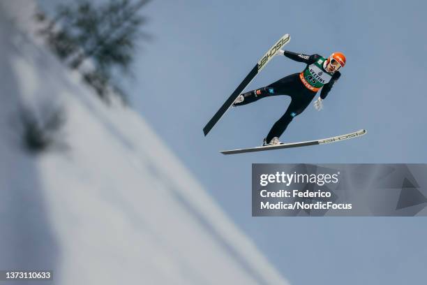 Eric Frenzel of Germany competes during the Individual Gundersen HS130/10km at the FIS World Cup Nordic Combined Men Lahti on February 27, 2022 in...