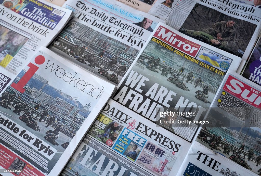 Front Pages Note Russia's Invasion of Ukraine