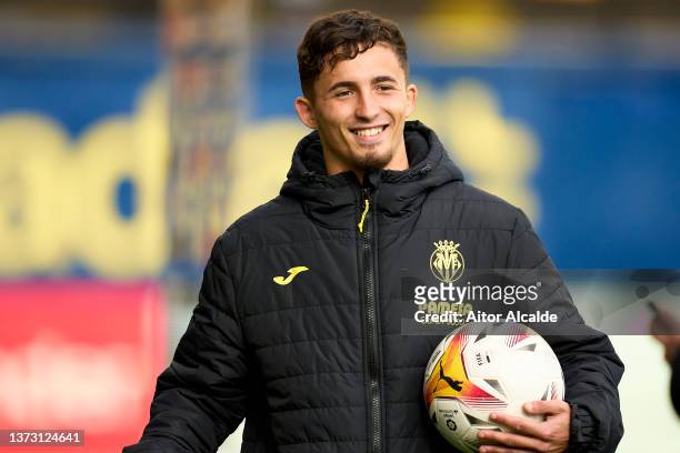 Yeremi Pino of Villarreal CF looks at the end of the match after scoring four goals during the LaLiga Santander match between Villarreal CF and RCD...