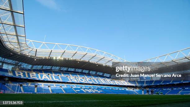 General view inside the stadium prior to the LaLiga Santander match between Real Sociedad and CA Osasuna at Reale Arena on February 27, 2022 in San...