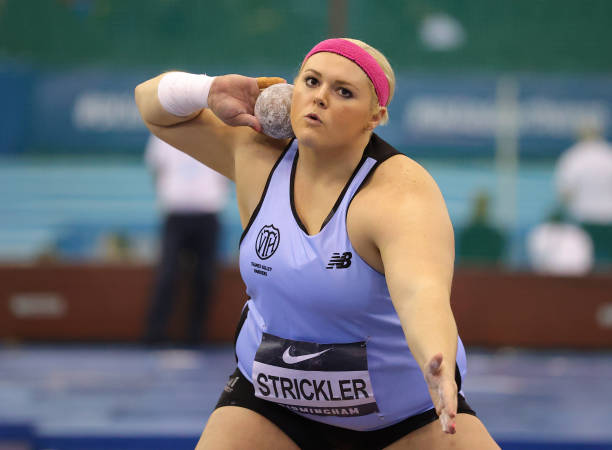 Amelia Strickler of Thames Valley competes during the Women's Shot Put Final during Day Two of the UK Athletics Indoor Championships at Utilita Arena...