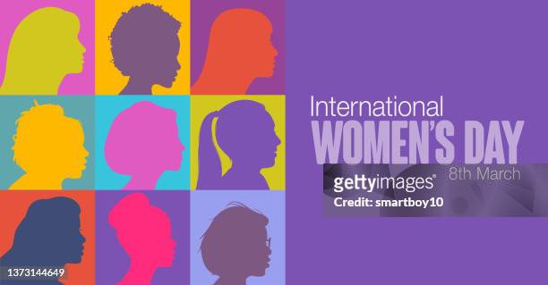 stockillustraties, clipart, cartoons en iconen met international women’s day - multi ethnic group