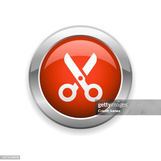 scissors glossy icon - barber scissors stock illustrations