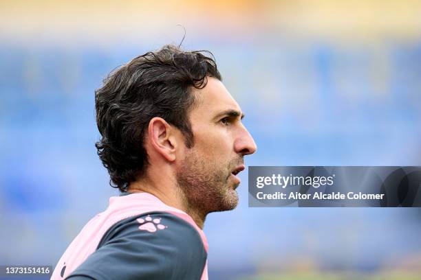 Diego Lopez of RCD Espanyol looks on during the LaLiga Santander match between Villarreal CF and RCD Espanyol at Estadio de la Ceramica on February...