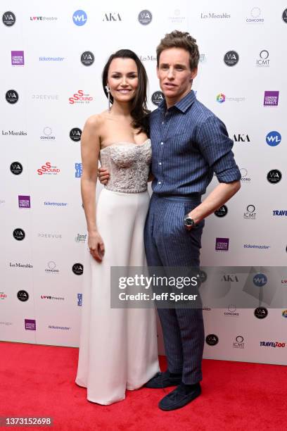 Eddie Redmayne and Samantha Barks attend the WhatsOnStage Awards 2022 at Prince Of Wales Theatre on February 27, 2022 in London, England.